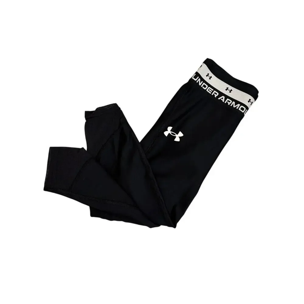 Under Armour UA HeatGear Leggings Black Cropped Ankle Tights Youth Small (8)